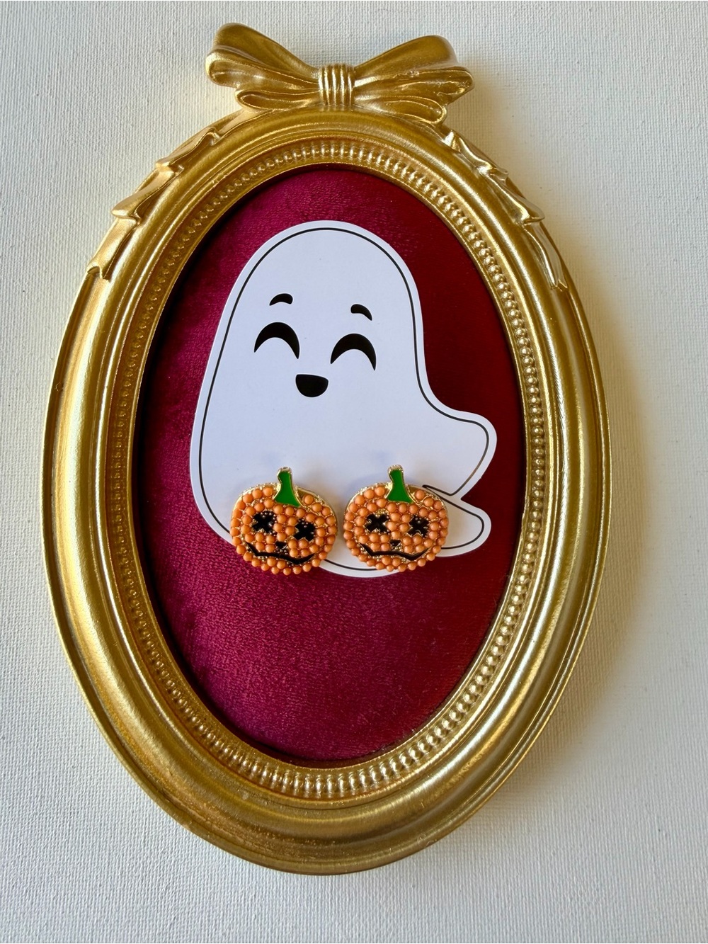 NEW Halloween Pumpkin Beaded Stud Earrings -Gold-Tone & Orange🎃♥️
